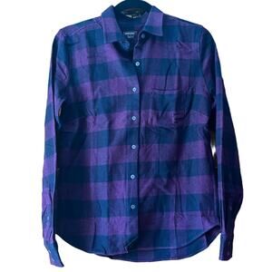 NWOT Untuckit Women's Button Up Kir Shirt Cotton Long Sleeve Purple Blue Size 2